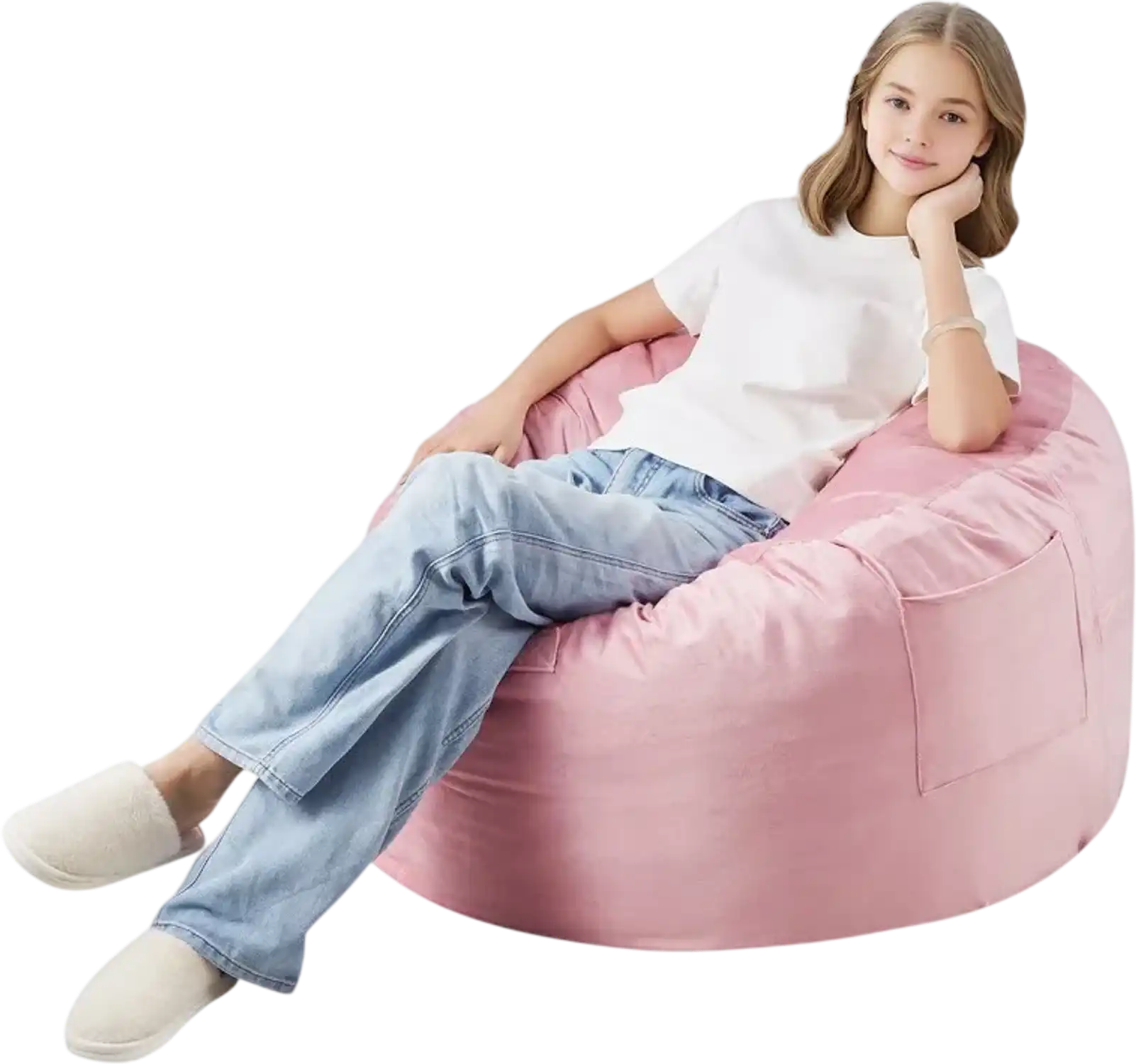 Vevor Bean Bag Chair 3' Round Memory Foam Dutch Velvet Pink New