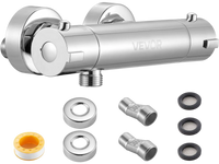 VEVOR Thermostatic Shower Faucet Valve, 100℉ Secure Lock Thermostatic Shower Valve Trim Mixer, Hot Cold Water Showering Faucet Temperature Control Valves for Bathroom, RV, Leak-Proof & Chrome Plated