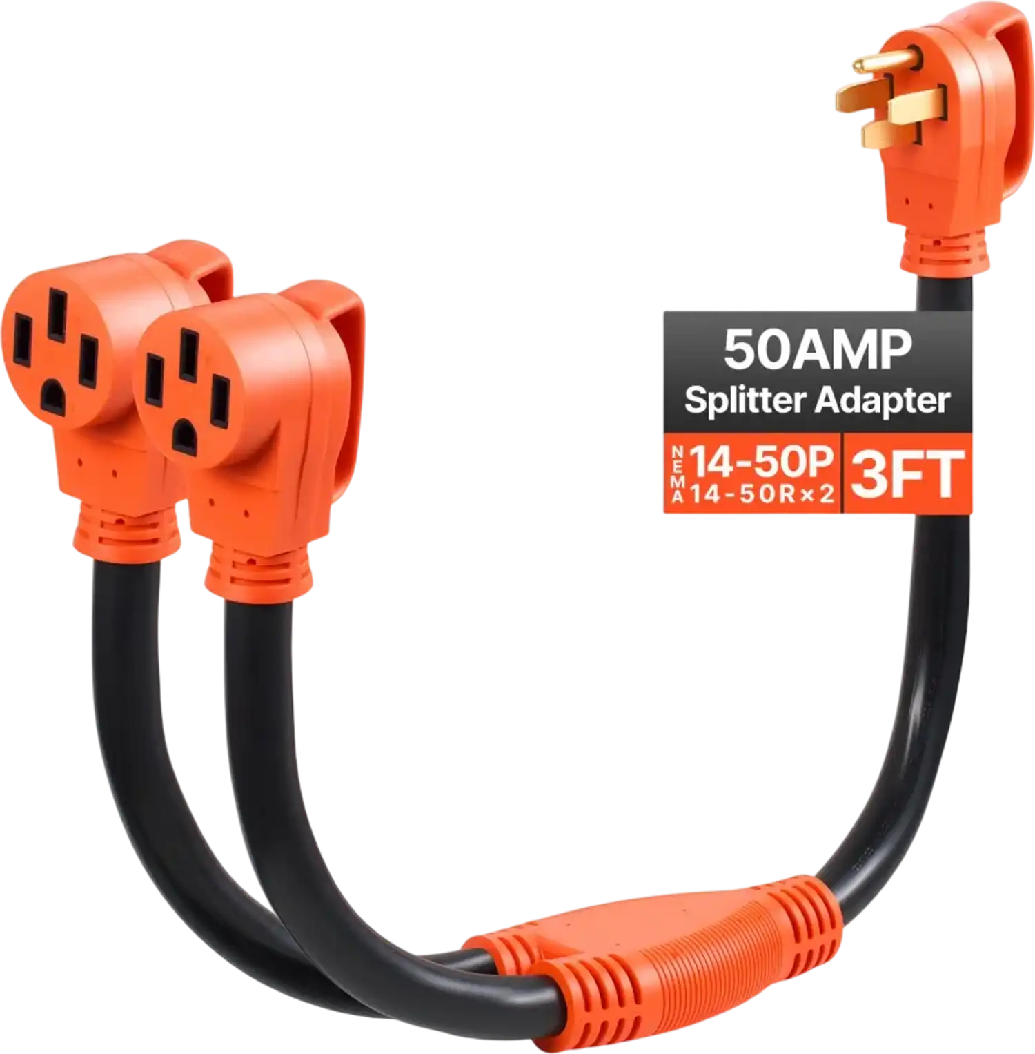 Vevor Y Splitter Adapter Cord 50 Amp NEMA 14-50 240V RV and EV Power Extension Cord New
