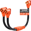 VEVOR Y Splitter Adapter Cord, 50 Amp NEMA 14-50, 4 Prong 240V Splitter for RV and EV, NEMA 14-50P to Dual 14-50R Outlets with Grip Handle, Heavy Duty 6/3+8/1 STW Wire, Outdoor RV Power Extension Cord
