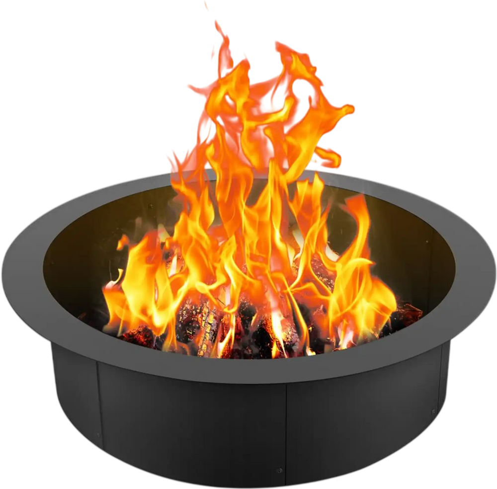 VEVOR Fire Pit Ring, 36-Inch Outer/30-Inch Inner Diameter, 10inch Height 2.5mm Thick Fire Pit Insert, Heavy Duty Carbon Steel Liner DIY Campfire Ring above or In-Ground, for Outdoor Camping, Bonfires