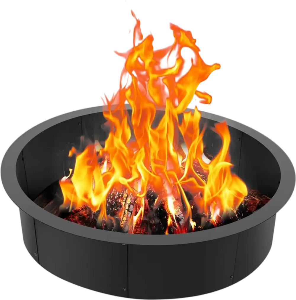 VEVOR Fire Pit Ring, 45-Inch Outer/39-Inch Inner Diameter, 10inch Height Fire Pit Insert, Heavy Duty Carbon Steel Liner DIY Campfire Ring above or In-Ground, for Outdoor Camping, Bonfires