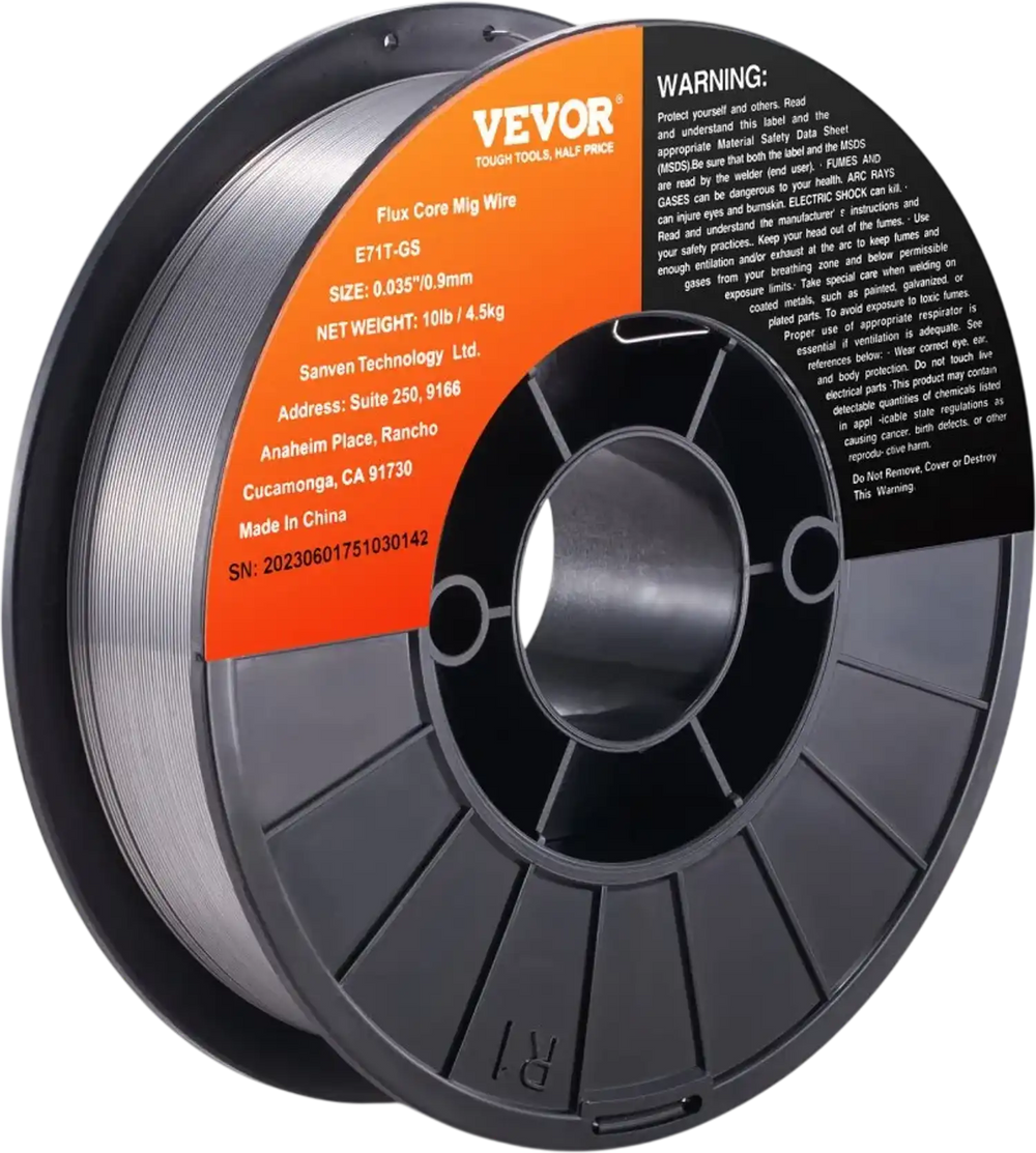 VEVOR Flux Core Welding Wire, E71T-GS 0.035-inch 10LBS, Gasless Mild Steel MIG Welding Wire with Low Splatter for All Position Arc Welding and Outdoor Use