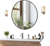 VEVOR Wall Mounted Makeup Mirror, 0.15" Thick, 30 in Mirror with Aluminium Alloy Frame & Explosion-Proof Film, Scratch-Resistant Mirror with Z-Shaped Bracket, Fit for Bathroom/Bedroom/Living Room