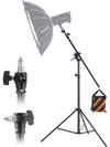 VEVOR Air Cushioned Aluminum Light Stand, Max Height 12.8 ft/390 cm, Adjustable Photography Stand with Boom Arm, Sandbag, Max Load 5kg, 1/4 in Screw for Softbox, Studio Flash, Umbrella, Ring Light