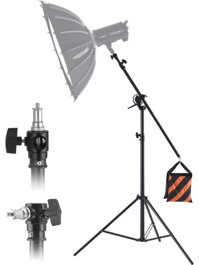 Vevor Photography Light Stand Air Cushioned Aluminum Tripod with Boom Arm 12.8' New