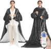 VEVOR Wearable Electric Heated Throw Blanket with Foot Pocket & Sleeves, Portable Robe Snuggie Blankets for Women, 10 Heating Levels, 12H Auto Shut-Off, Machine Washable, 50 x 70 inch, Grey