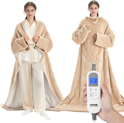 Vevor Heated Blanket Wearable Electric Throw with Foot Pocket & Sleeves 50