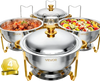 VEVOR 4 Packs Chafing Dishes for Buffet Set, 6QT Stainless Steel Chafer, for Banquet Party Wedding Catering Events, Round Stackable Buffet Servers and Warmers, with 4 Pots and Fuel Holder