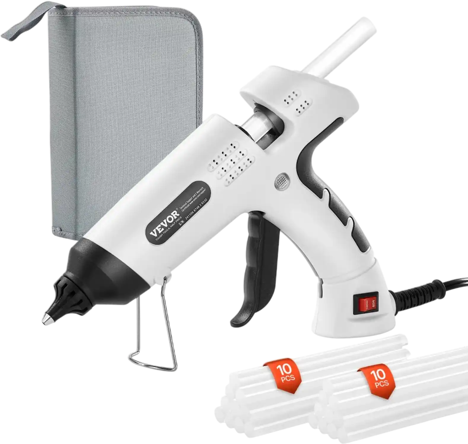 Vevor Hot Glue Gun White 60/100W Dual Power with 20 Glue Sticks New