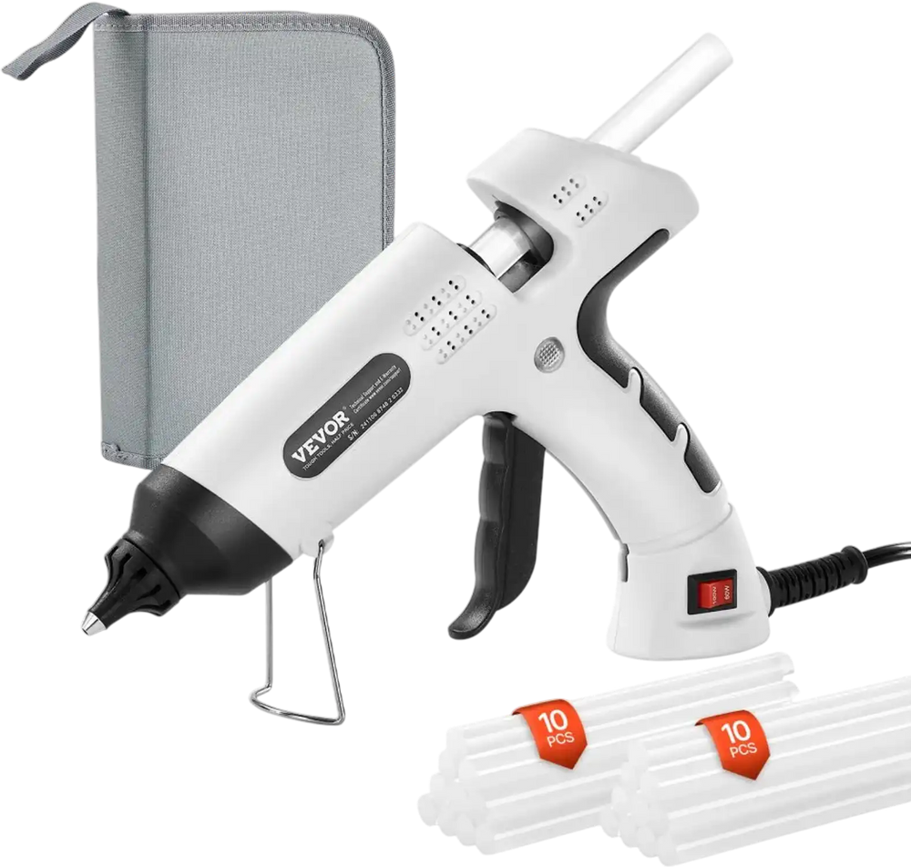 VEVOR Hot Glue Gun, 60/100W Dual Power, Mini Hot Glue Gun with 20 Premium Glue Sticks and Oxford Cloth Bag, Fast Preheating & High Temp Melt Glue Gun for Crafts, Arts, DIY, Quick Home Repairs, White