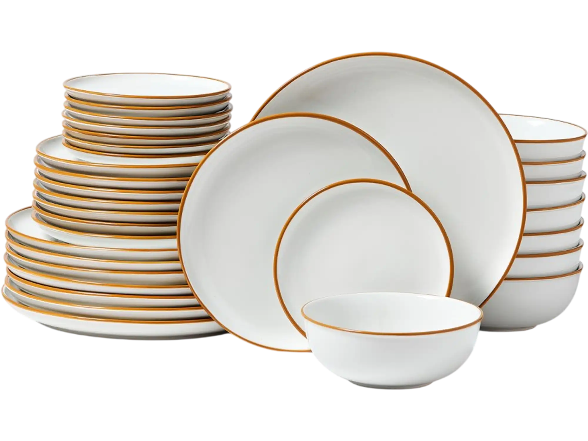 Vevor Dinnerware Set 32-Piece Ceramic Plates and Bowls Service for 8 White New