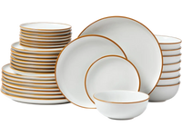 VEVOR Dinnerware Set, Service for 8 (32 PCS), Round Plates and Bowls Sets, Scratch Resistant Ceramic Dinner Ware, Dishwasher and Microwave Suitable Kitchen Dish, for Dessert Salad Soup Pasta, White