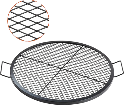 VEVOR X-Marks Fire Pit Grill Grate, Round Cooking Grate, Heavy Duty Steel Campfire BBQ Grill Grid with Handle and Support X Wire, Portable Camping Cookware for Outside Party & Gathering, 30 Inch Black