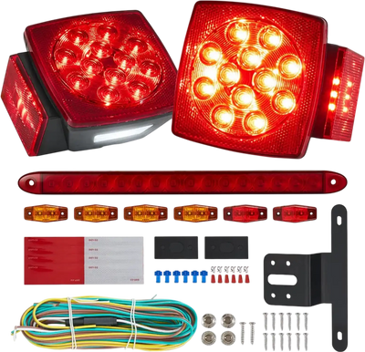 VEVOR Trailer Lights, 12V LED Trailer Tail Lights Kit with Stop Brake Turn Tail License Plate Clearance Lamp, Waterproof Tow Lighting Kit with Wiring Harness for Boat Truck Camper RV Snowmobile Bus