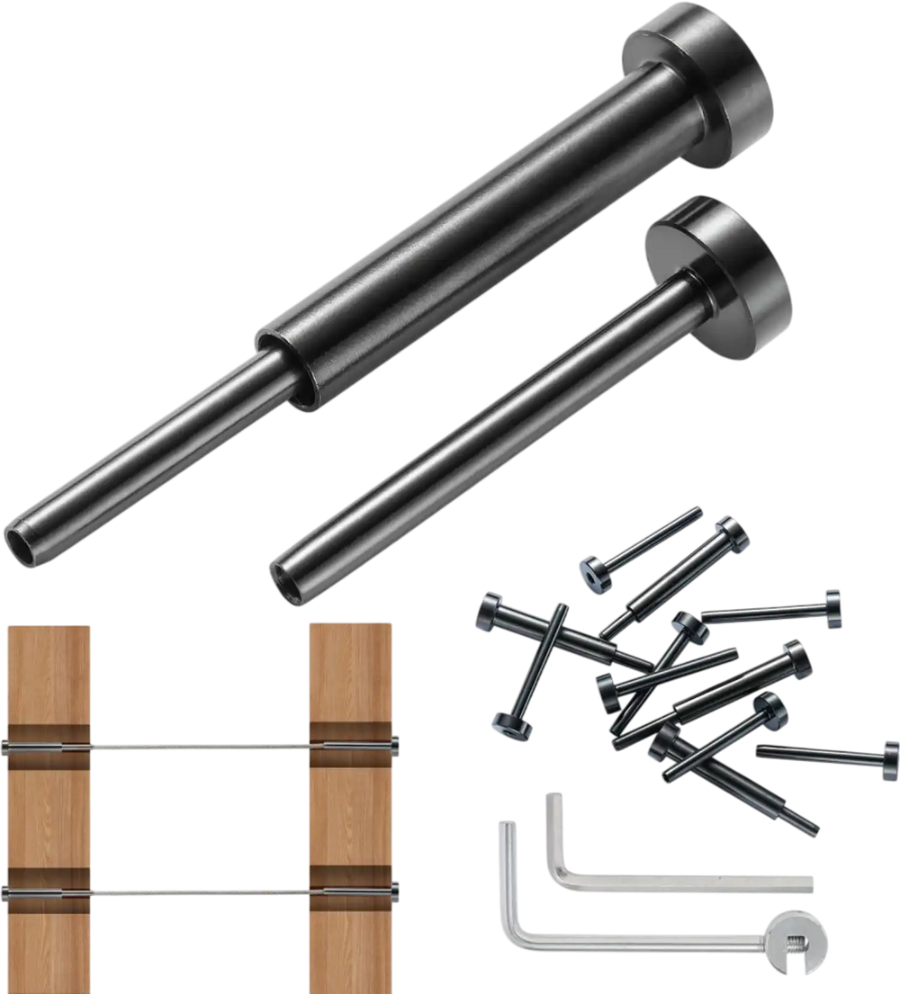 VEVOR 30 Pack Invisible Cable Railing kit, T316 Stainless Steel 1/8" Invisible Receiver and Swage Stud End for Cable Railing, Swage Tensioner 1/8" for Wood/Metal Post, Cable Railing Hardware, Black