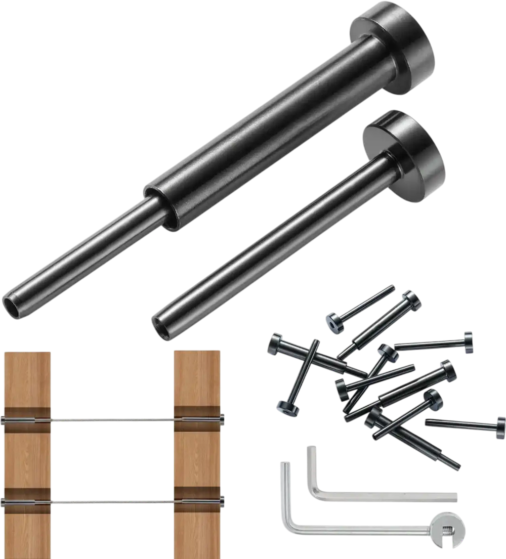 VEVOR 40 Pack Invisible Cable Railing kit, T316 Stainless Steel 1/8" Invisible Receiver and Swage Stud End for Cable Railing, Swage Tensioner 1/8" for Wood/Metal Post, Cable Railing Hardware, Black