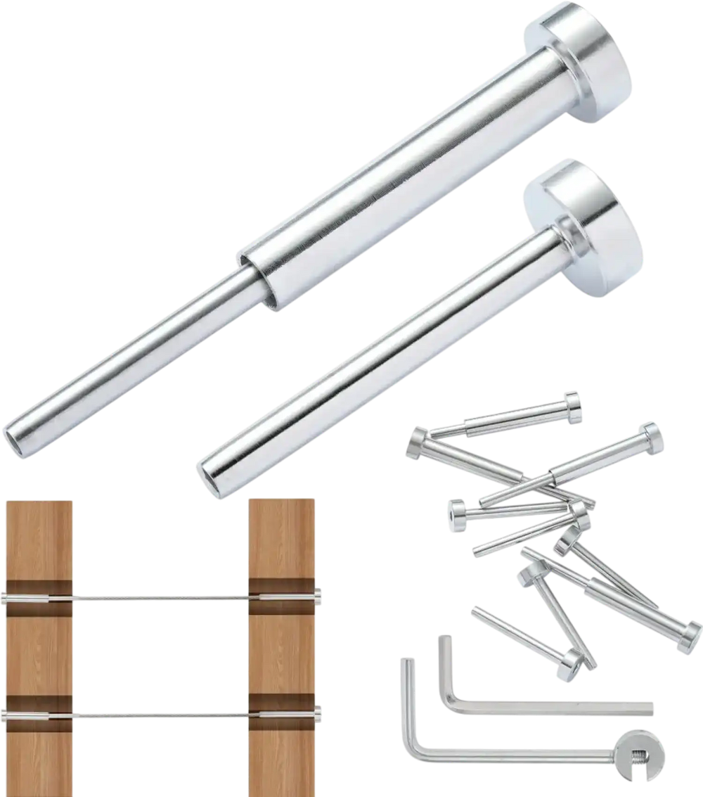 VEVOR 20 Pack Invisible Cable Railing kit, T316 Stainless Steel 1/8" Invisible Receiver and Swage Stud End for Cable Railing, Swage Tensioner 1/8" for Wood/Metal Post, Cable Railing Hardware, Silver