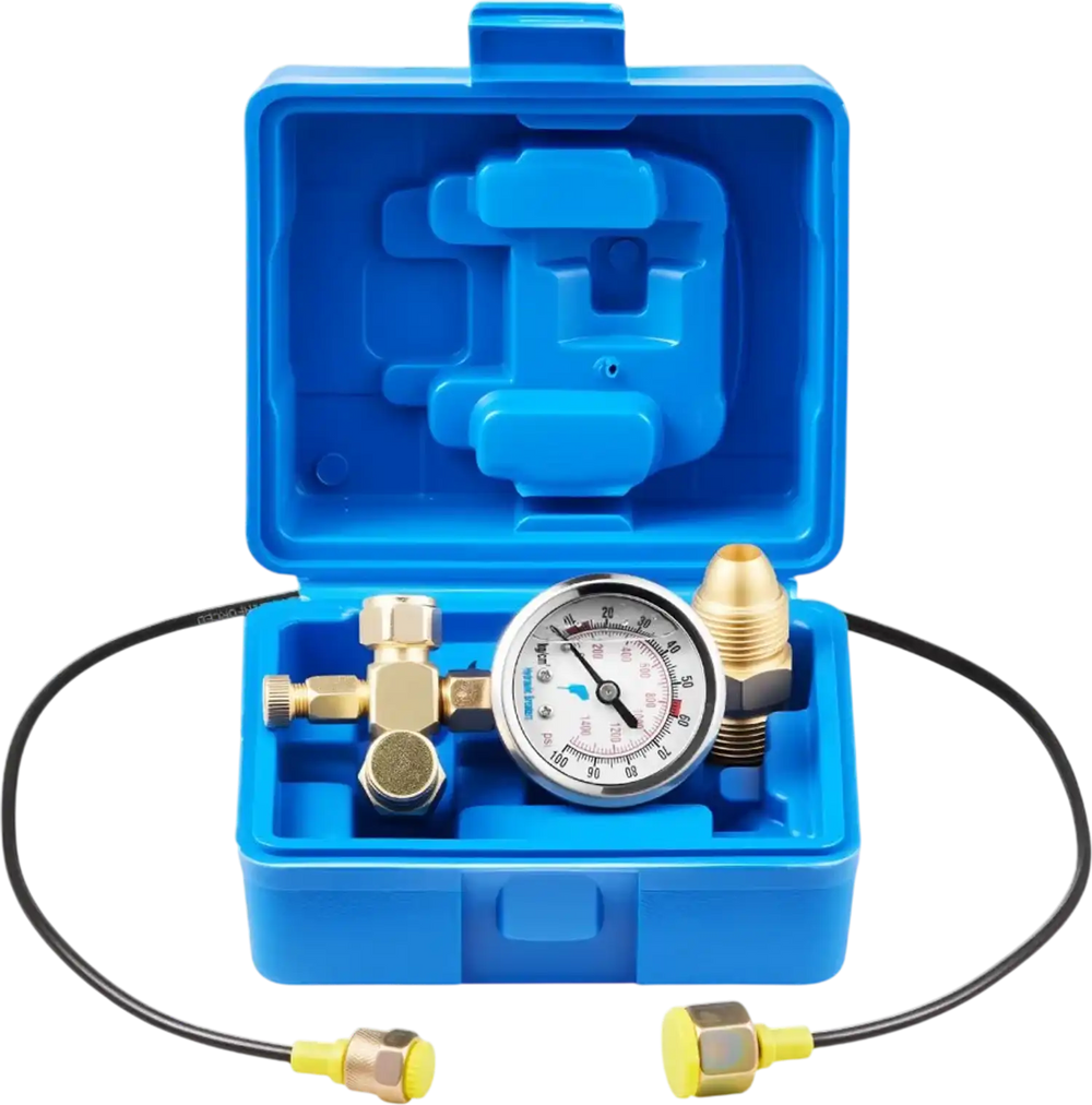 VEVOR Hydraulic Nitrogen Accumulator Charging Kit, 0-1420 PSI Nitrogen Fill Kit, Pressure Test System with 1 Pressure Gauge, 1 Gas Hose, 1 Valve Body and 1 CGA580 Adapter for Construction Machinery