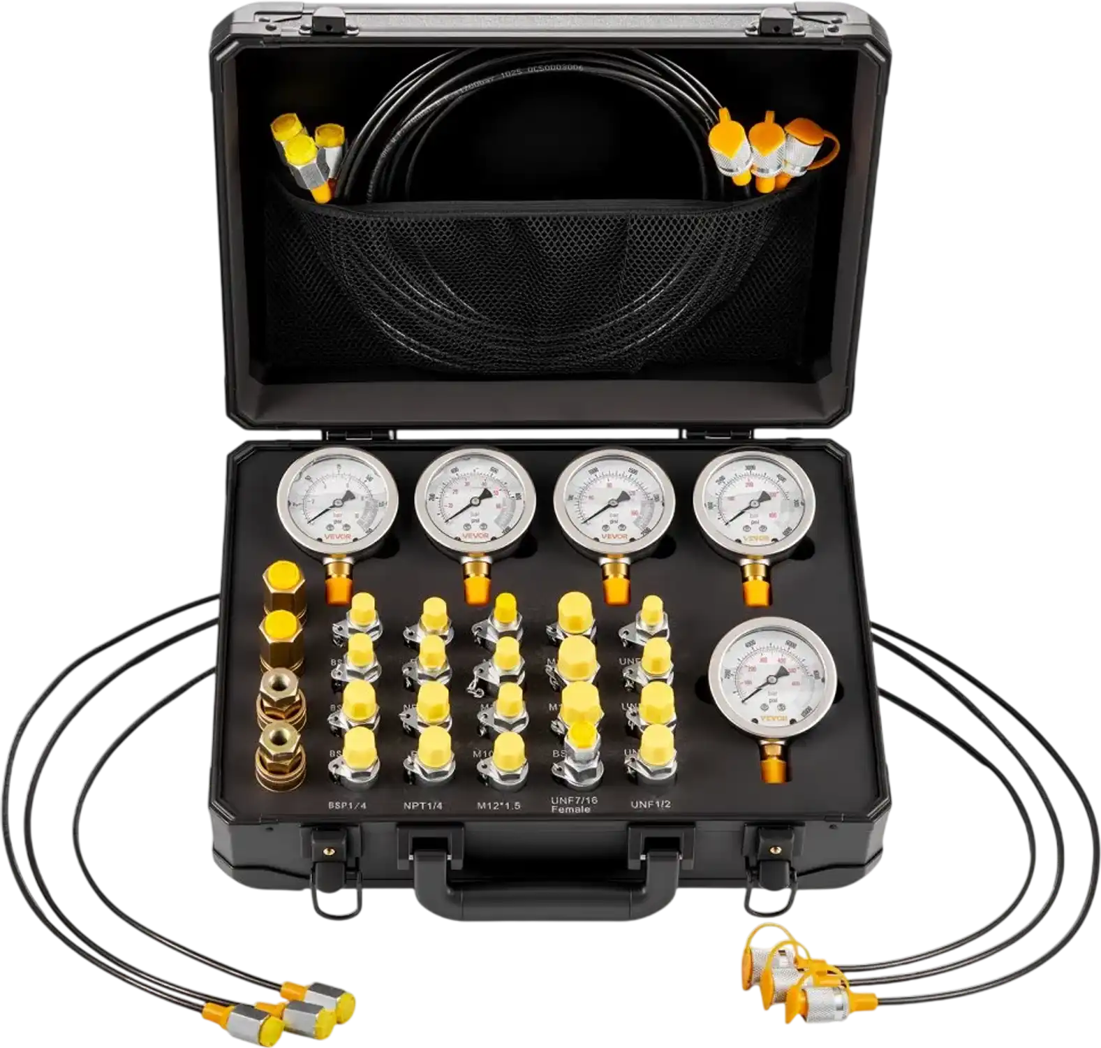 Vevor Hydraulic Pressure Test Kit 5 Gauges 20 Couplings 4 Quick Connectors 3 Hoses New