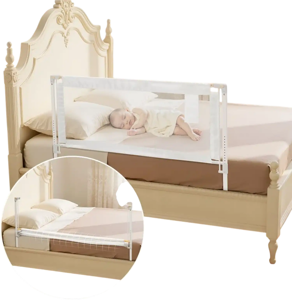 VEVOR Toddler Bed Rail, Kids Beds Guard Rail with Reinforced Iron Pipe and Oxford Cloth, Adjustable Height Bed Side Railing, Portable Guard Bumper Barrier for Crib, Bunk, 59.06 x 35.04 in, 1 Piece