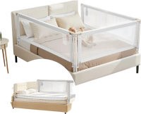 VEVOR 3 Piece Toddler Bed Rail, Kids Beds Guard Rail with Reinforced Iron Pipe and Oxford Cloth, Adjustable Height Bed Side Railing, Portable Guard Bumper Barrier for King Size, 3 Sides, Grey
