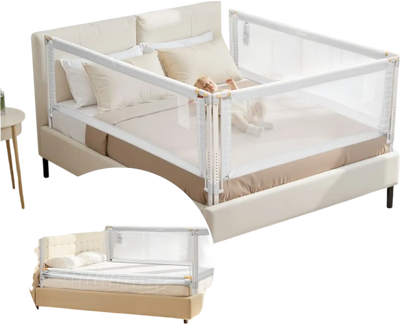 VEVOR 3 Piece Toddler Bed Rail, Kids Beds Guard Rail with Reinforced Iron Pipe and Oxford Cloth, Adjustable Height Bed Side Railing, Portable Guard Bumper Barrier for King Size, 3 Sides, Grey