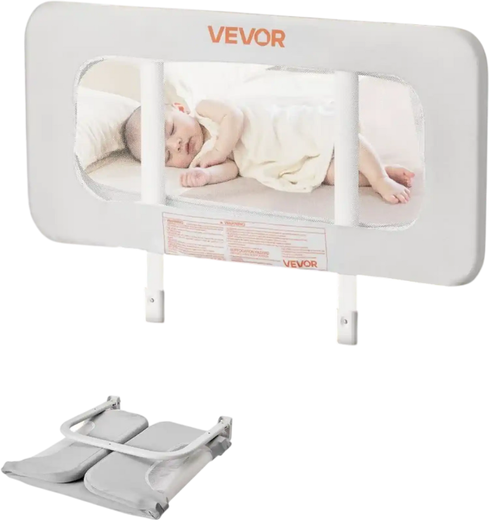 VEVOR Toddler Bed Rail, Kids Beds Guard Rail with Reinforced Iron Pipe and Oxford Cloth, Adjustable Height Bed Side Railing, Portable Guard Bumper Barrier for Crib, Bunk, 31.5 x 26.38 in, 1 Piece