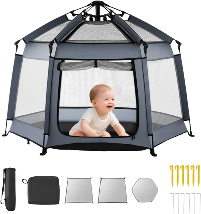 Vevor Baby Playpen Portable Indoor Outdoor Play Yard with UPF 50+ Sunshades New