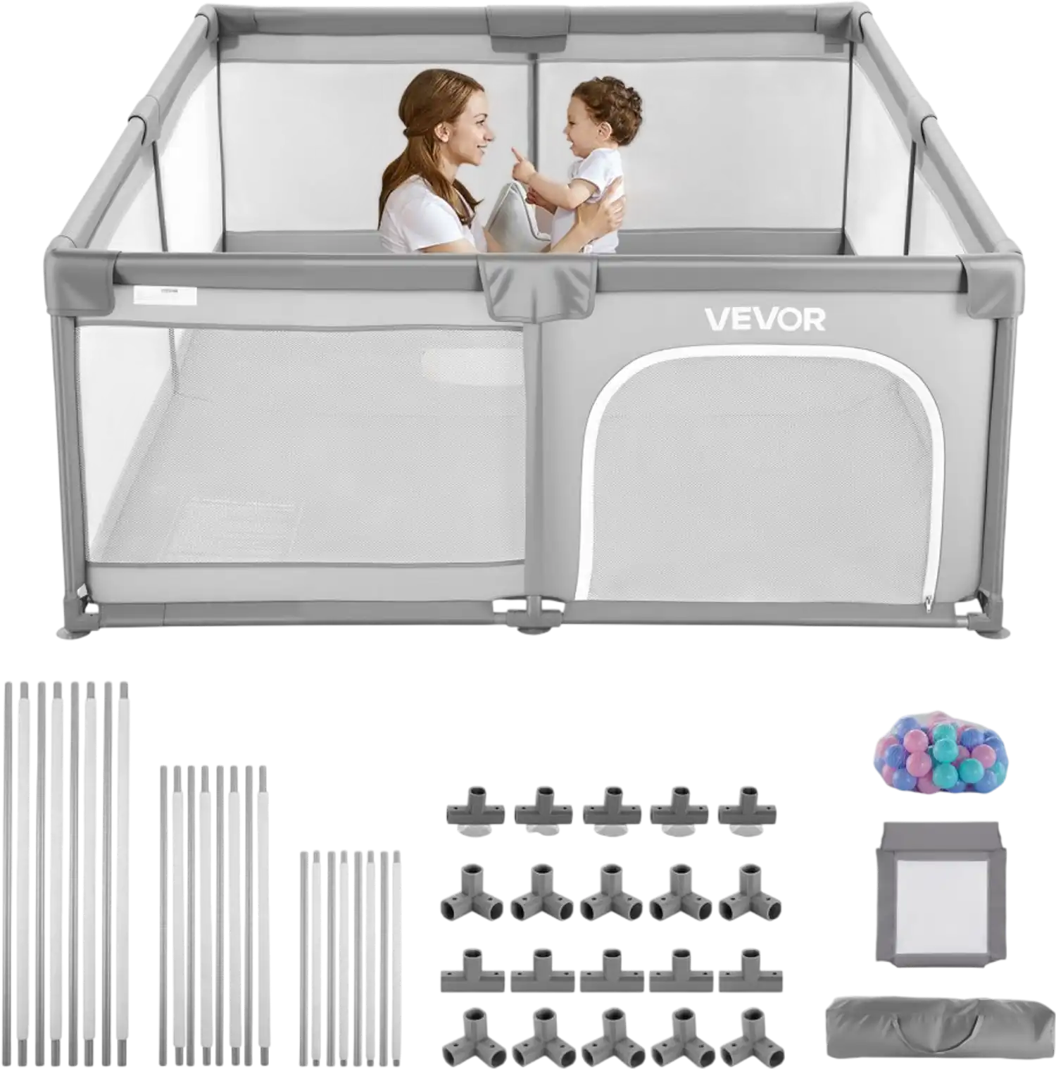 Vevor Baby Playpen Extra Large Indoor Outdoor Safety Activity Center with 50 Ocean Balls 78.7