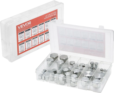VEVOR 72 PCS JIC Hydraulic Fittings, Heavy Duty Master Industrial Hydraulic Cap and Plug, Hose Tube and Pipe Fitting Kit Cap and Plug Kit Precision Threading in 37° Dash Sizes 4 6 8 10 12 16