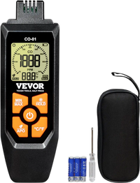 VEVOR CO Gas Monitor, 0-1000PPM Range, Features Sound & Light Warning, Handheld Carbon Monoxide Meter with Temp Sensing, Digital Display with Backlight, Suitable for Household/Industrial Use, Inclu