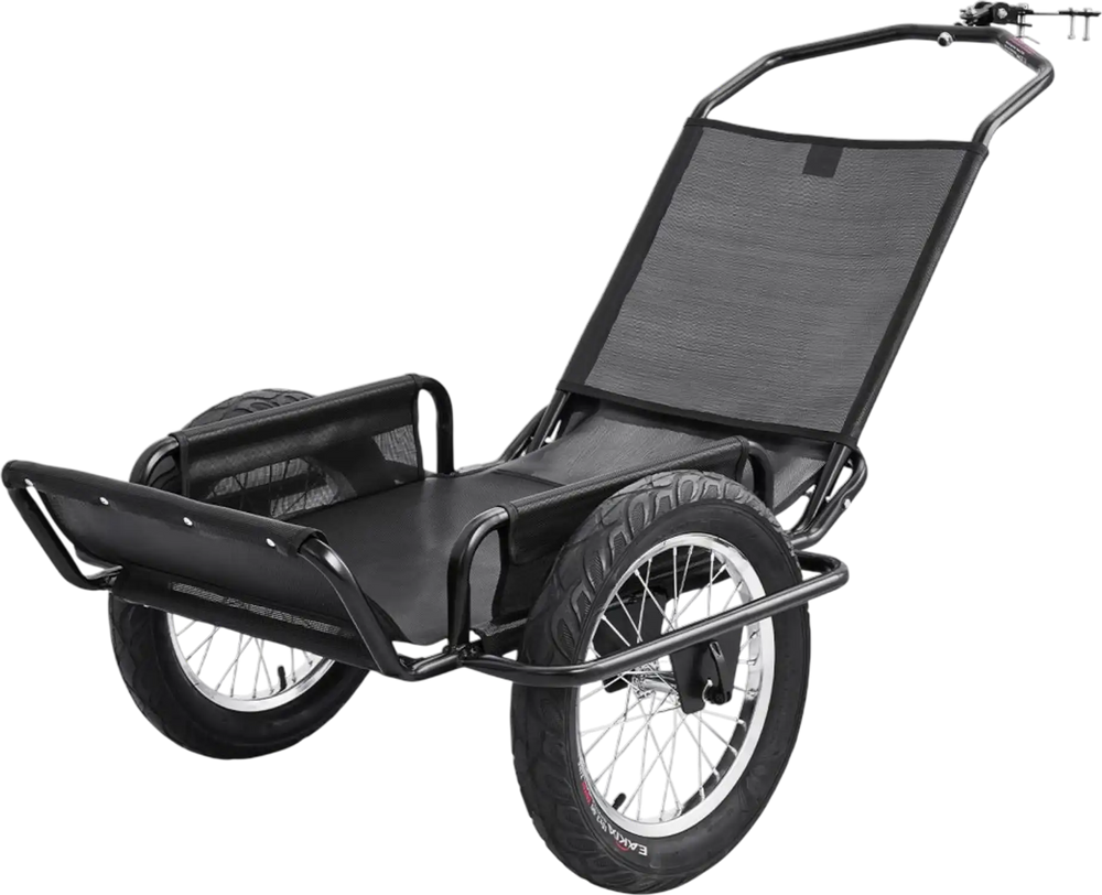 VEVOR Bike Cargo Trailer 320 lbs Load Heavy-Duty Bicycle Game Cart Foldable, All-Purpose Utility Trailer with 16-Inch Wheels for Any Terrain, Off-Road, Carbon Steel Frame, Fits 22-28 in Bike Wheels