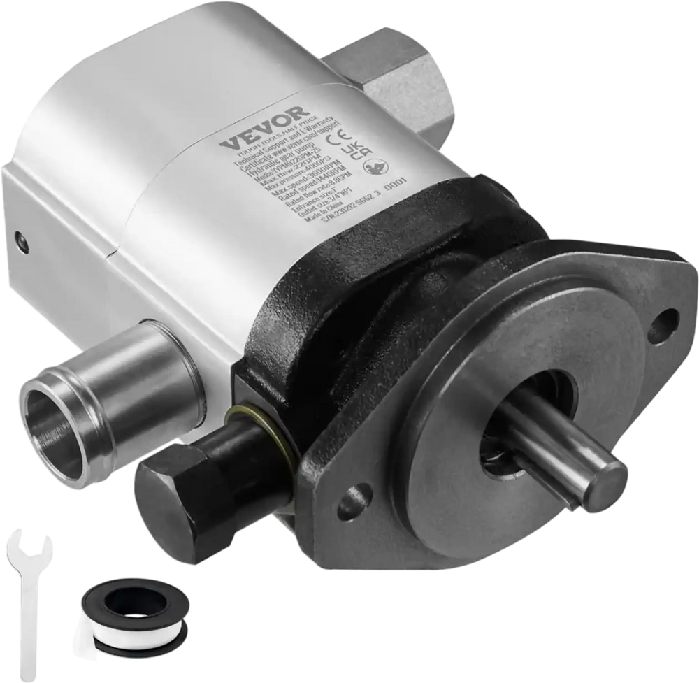 VEVOR Hydraulic Log Splitter Pump, 22GPM, 2 Stage 4000PSI Wood Log Splitter Pump, 1-1/4'' Inlet 3/4'' NPT Outlet 3600 RPM Aluminum Hydraulic Gear Pump, for Small Engine Mounting Log Splitters Snowplow
