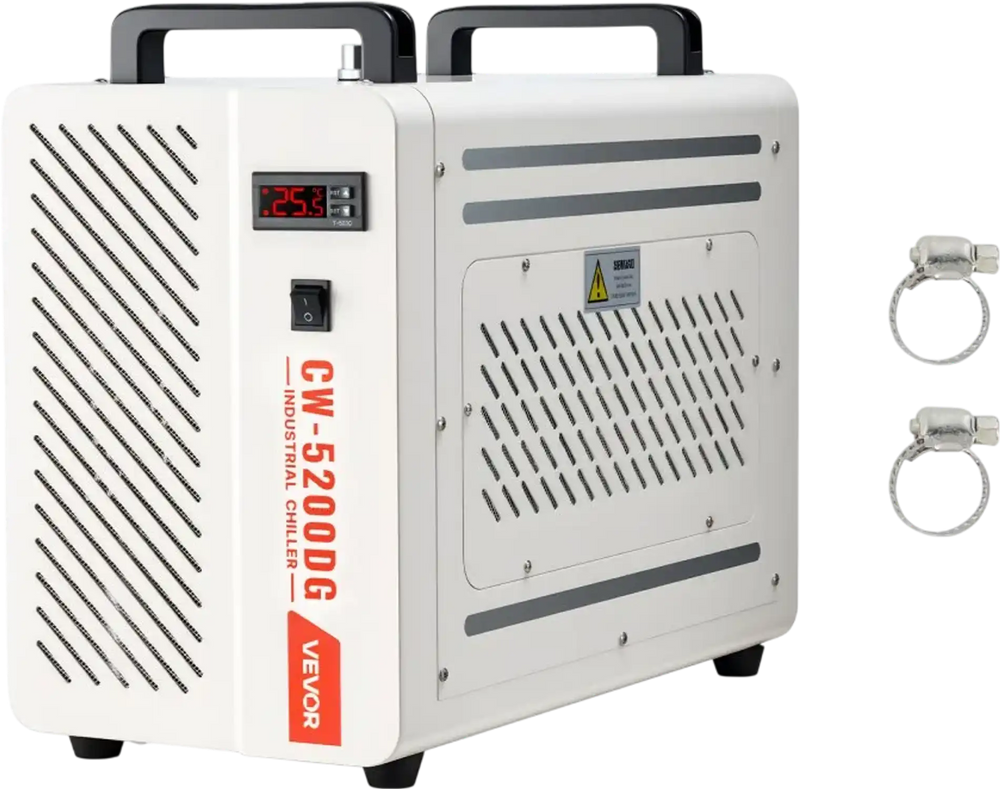 VEVOR Industrial Water Chiller, 5460 BTU/h, Industrial Water Cooler Cooling System with Compressor, 1.8  Gal Tank Capacity, 3.4 GPM Max Flow, Laser Chiller, for CO2 Laser Engraving & Cutting Machine