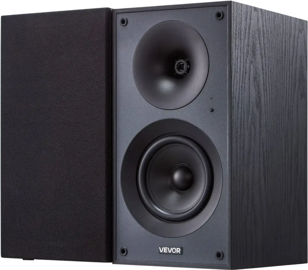 VEVOR Powered Bookshelf Speakers, 25W x 2, Active Studio Monitor Speaker with 5.25 Inch Woofer, Bluetooth/RCA/Coaxial/Optical/USB/Subwoofer Connection, Wooden Enclosure, for Record Player Turntable PC