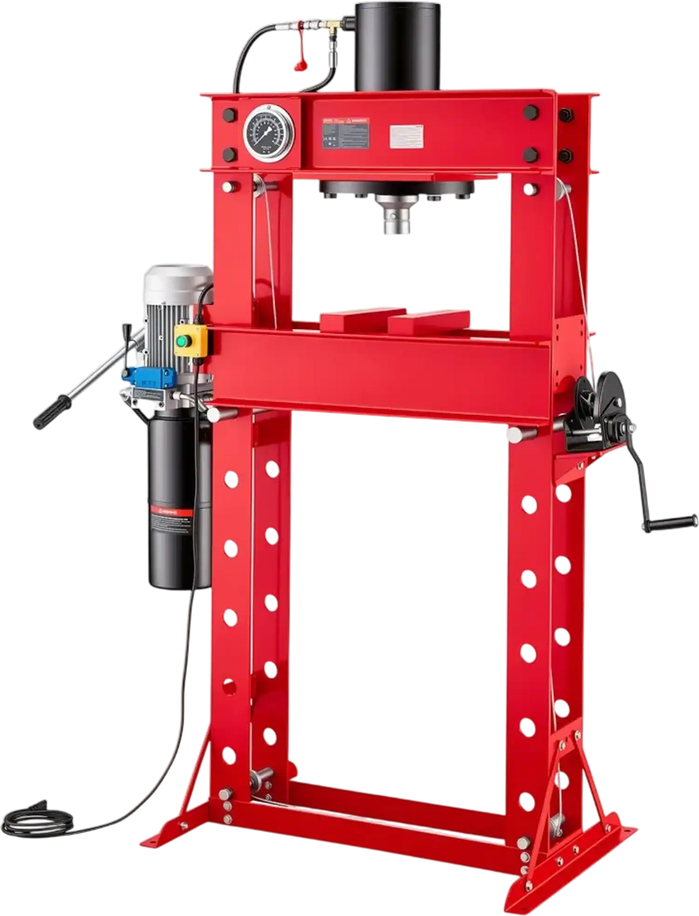 VEVOR 50-Ton Electric Hydraulic Shop Press, 2.2KW 110V, H-Frame Garage Floor Shop Press with Automatic Fast Ram Movement, Heavy-Duty Steel Adjustable Hydraulic Press for Bending Straightening Pressing