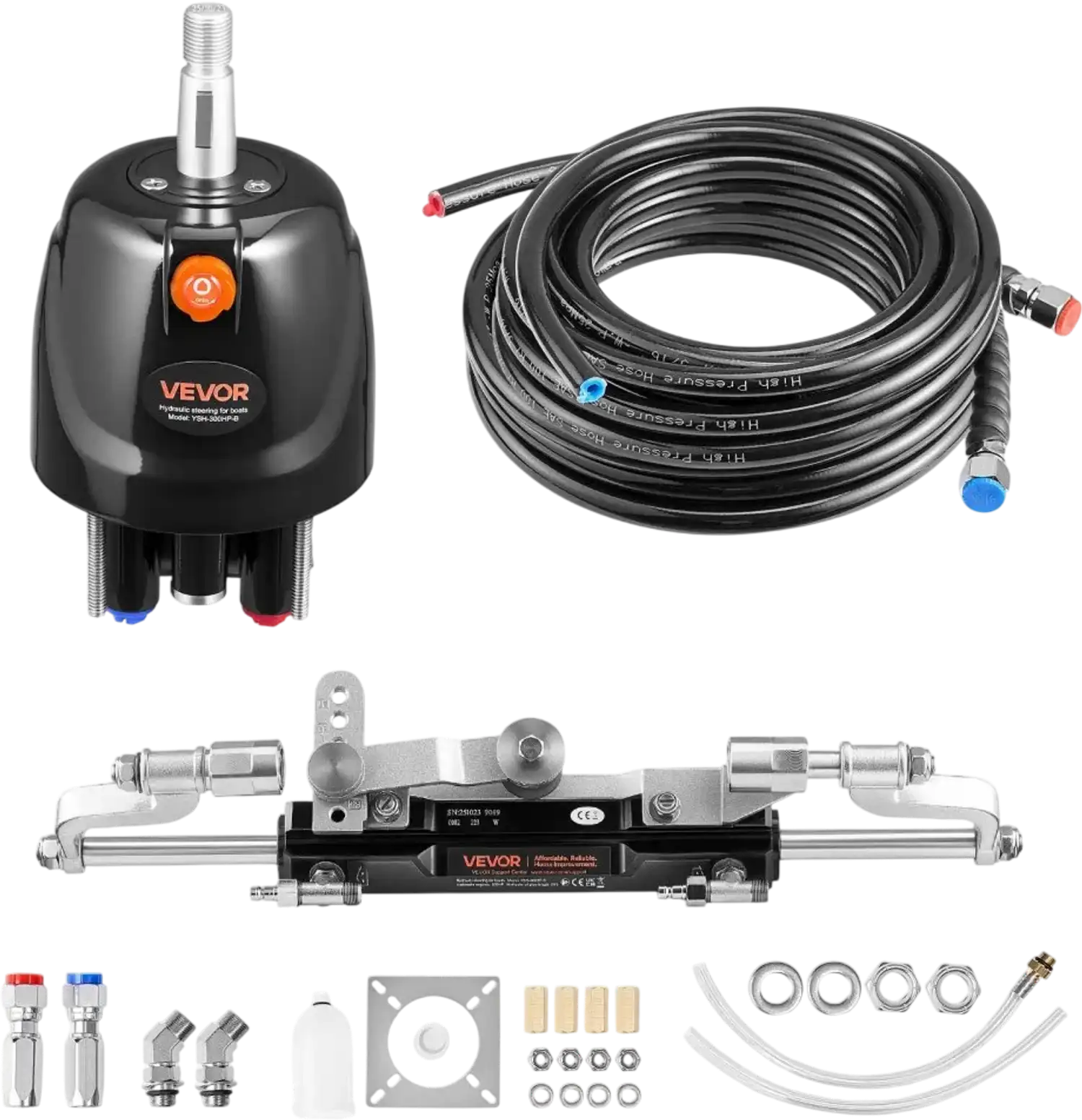 Vevor Hydraulic Steering Kit 300 HP Marine Boat System with 26' Hoses New
