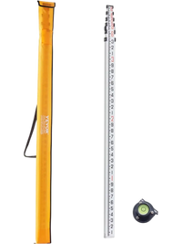 VEVOR Aluminum Grade Rod, 18-Feet/10ths 6 Sections Telescopic Measuring Rod,Double-Sided Scale 1/10ft Leveling Rod Stick,Aluminum Alloy Survey Rod w/ Bubble Level &Carrying Bag for Houses,Walls,Floors