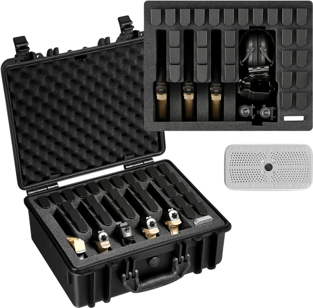 VEVOR Hard Pistol Case, Heavy Duty Hard Gun Case with XPE Foam Lining, Waterproof Pistol Storage Box with Customizable Interior & Handle for Gun, Lenses, Camera, Gear, TSA Compliant, 18.7x12.5x7.5 in