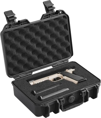 VEVOR Hard Pistol Cases with Pre-cut PU Foam, Waterproof & Dustproof Hard Gun Case for 1 Pistol, 12.59×9.01×4.4 in Lockable Pistol Case, Black
