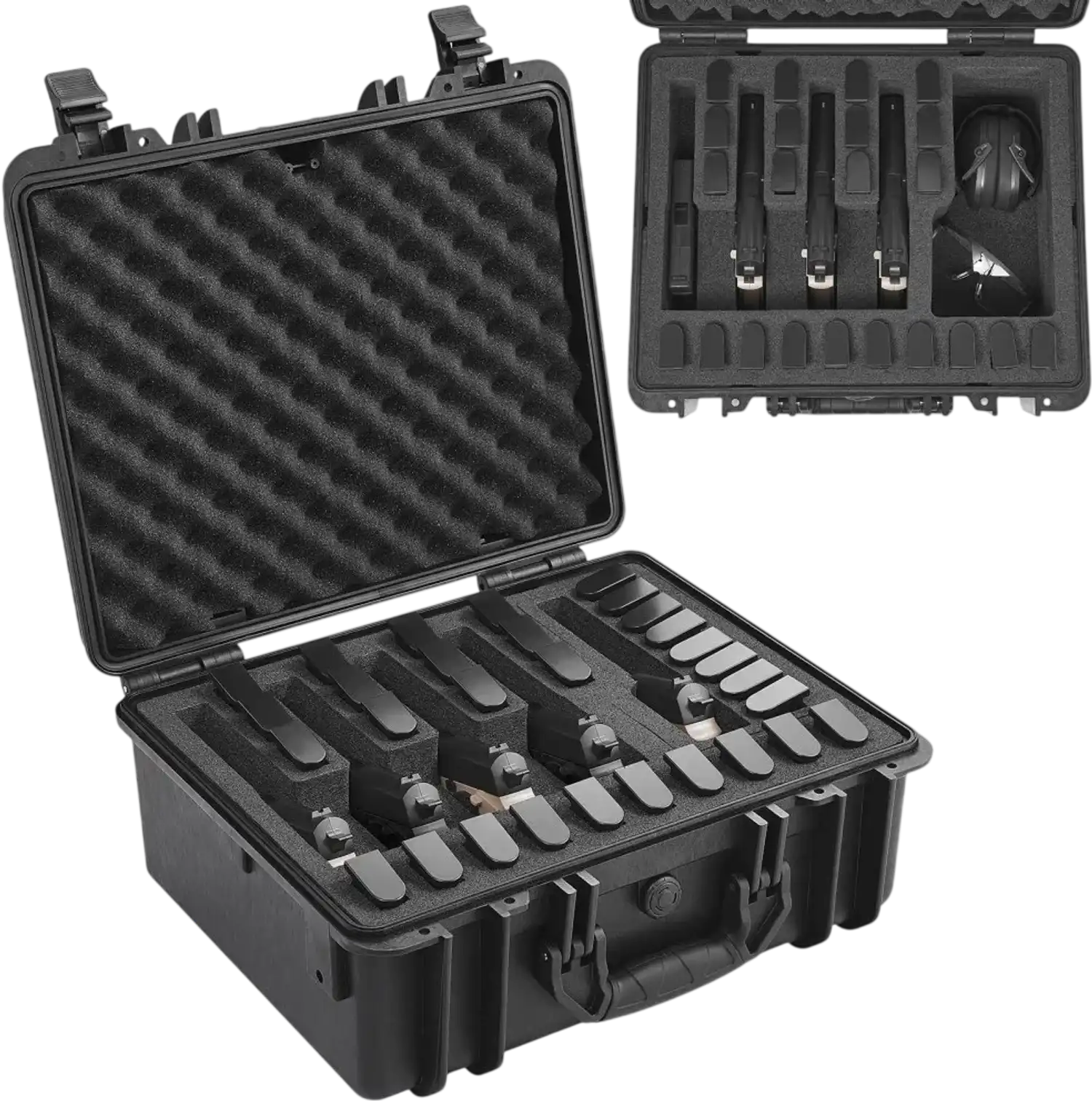 Vevor Hard Pistol Case Waterproof Lockable 5 Gun 18.7