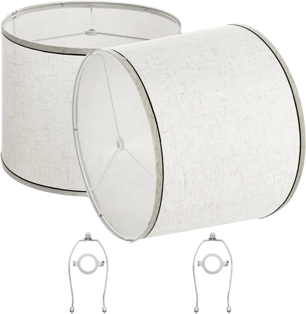 VEVOR Lamp Shade 2 Set, 11 in Top x 13 in Bottom x 10 in High (Spider Fitter), Medium Lampshade with Harp, Replacement Lamp Shade for Table & Floor Lamps Pendant Lights, Light Linen with Black Edge