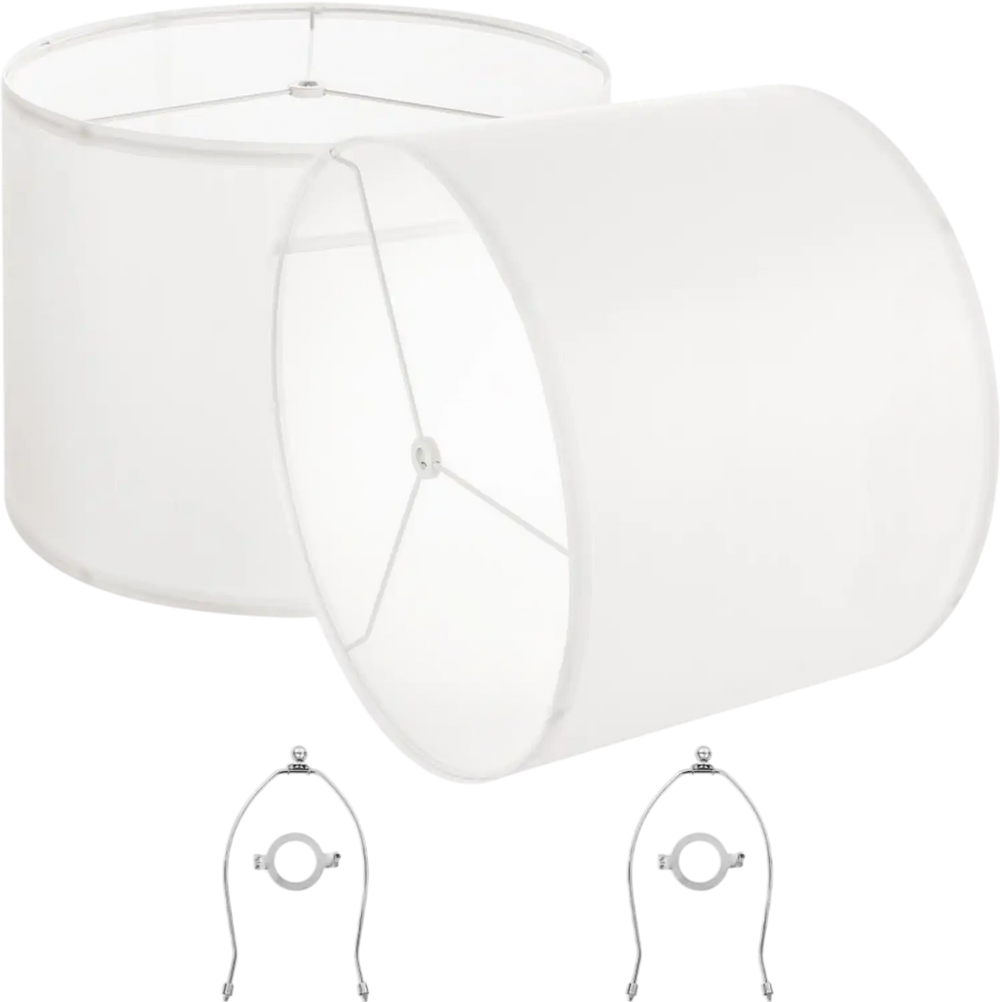 VEVOR Drum Lamp Shade 2 Set, 16 in Top x 16 in Bottom x 12 in High, Large Lampshade with Harp, Replacement Lamp Shade for Table Lamps Floor Lamps Pendant Lights, Easy Assembly Required (Off-white)
