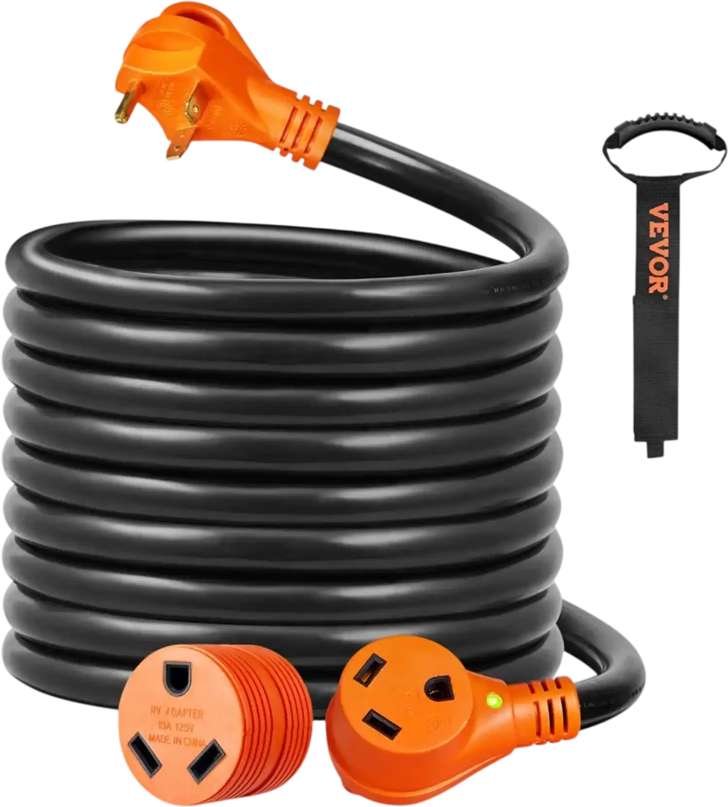 Vevor RV Extension Cord 25' 30A Heavy Duty STW Power Cord with 15A Adapter New