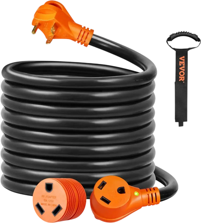 Vevor RV Extension Cord 25' 30A Heavy Duty STW Power Cord with 15A Adapter New