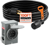 VEVOR 30 Amp Generator Cord and Power Inlet Box, 100 FT, 125/250V NEMA L14-30P to L14-30R Heavy Duty Extension Power Cord, SJTW 10AWG 7500W, Pre-Drilled Inlet Box, for Generator to House, ETL Listed