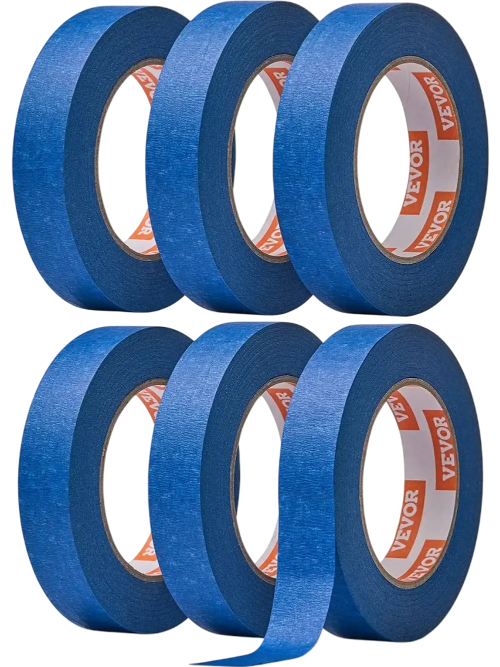 VEVOR Painters Tape, 1 Inch Wide (0.94 In x 60 Yds), 6 Rolls, Blue Painter Tape for Painting, Edge, Trim, Ceiling, Masking Tape Protects Surfaces and Removes Easily, DIY Craft Art, Labeling Decoration