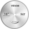 VEVOR Chop Saw Blade 16-in 96 Teeth Cermet-Tipped Metal Cold Cutting Blade, Compatible with Chop Saws, 4000 Cuts, Cutting Smooth Surfaces with No Burrs, Noise Reduction and Heat Dissipation Holes