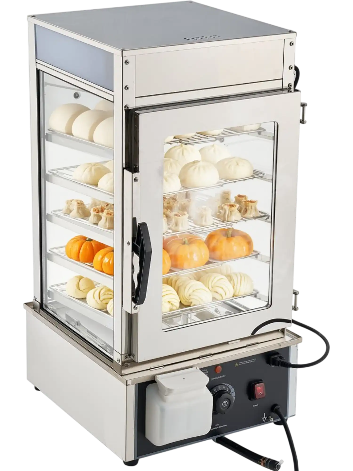 Vevor Food Warmer Display 5-Tier 1200W Steam Heated 120L LED Light New